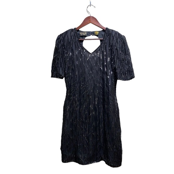 Mark & John by Sam Black 100% Silk Sequin Dress Size L Cocktail Party Formal - Picture 1 of 3